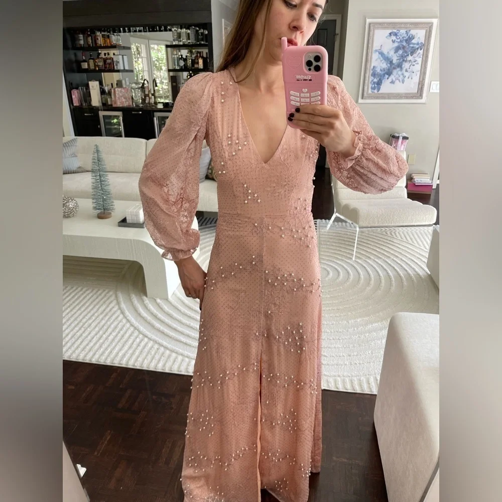 Uterque long sleeve coral pearl gown - Picture 4 of 6